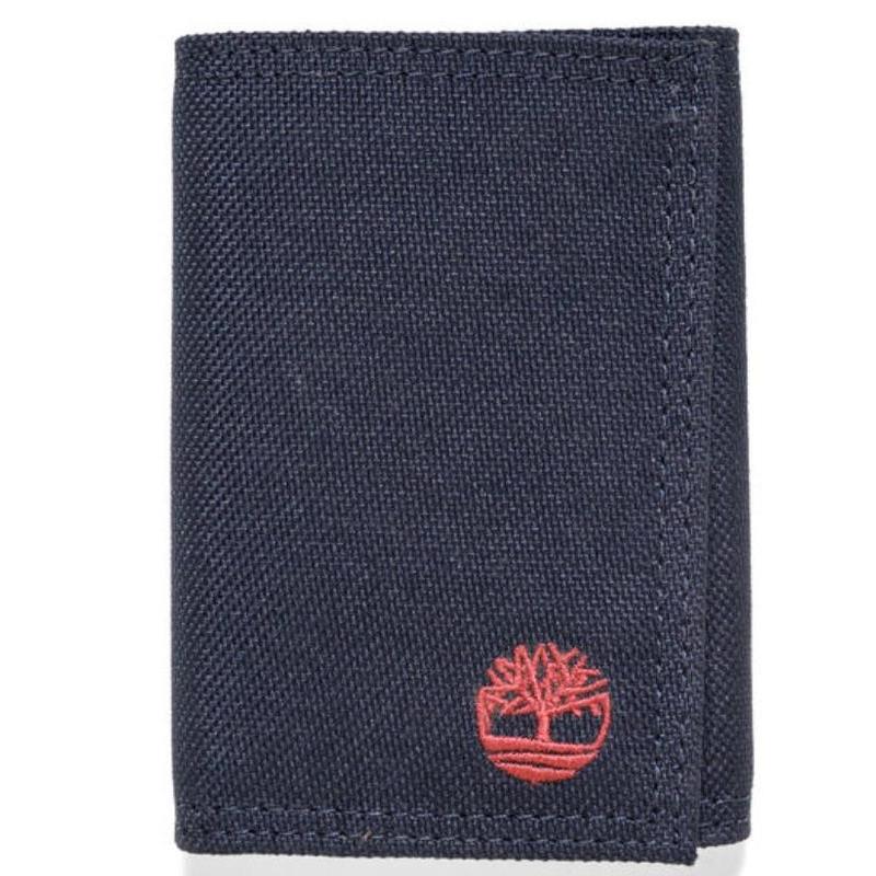 Nylon Embroidered Trifold Wallet - Navy