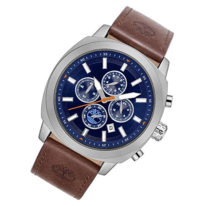Timberland Brown Leather Blue Dial Men's Watch