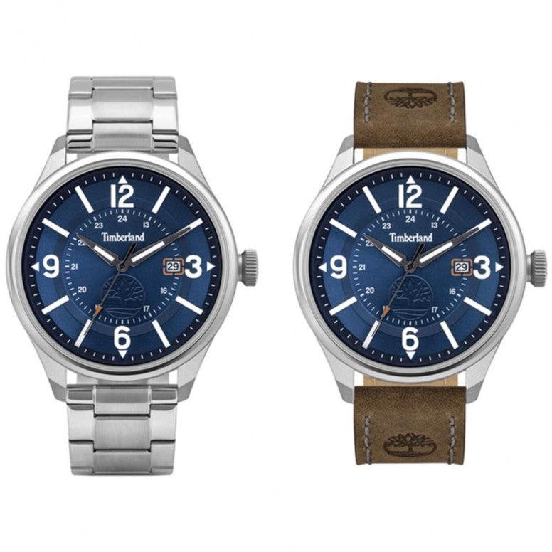 Timberland Gents Black Twin Set Blue Dials