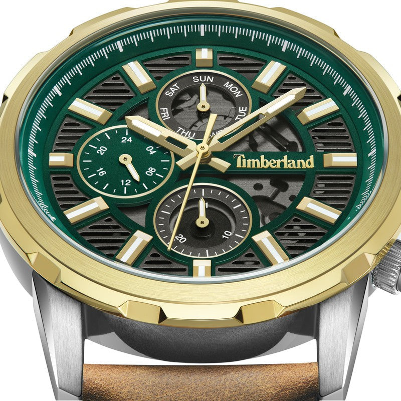 Timberland Hampton Harbour Multifunction Green Leather Strap Watch