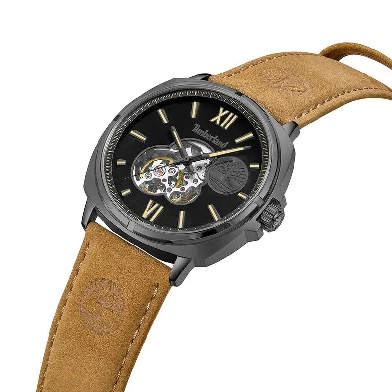 Timberland Men's Stainless Steel Leather Band Watch