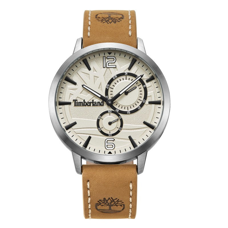 Timberland Multifunction Beige Leather Strap Watch