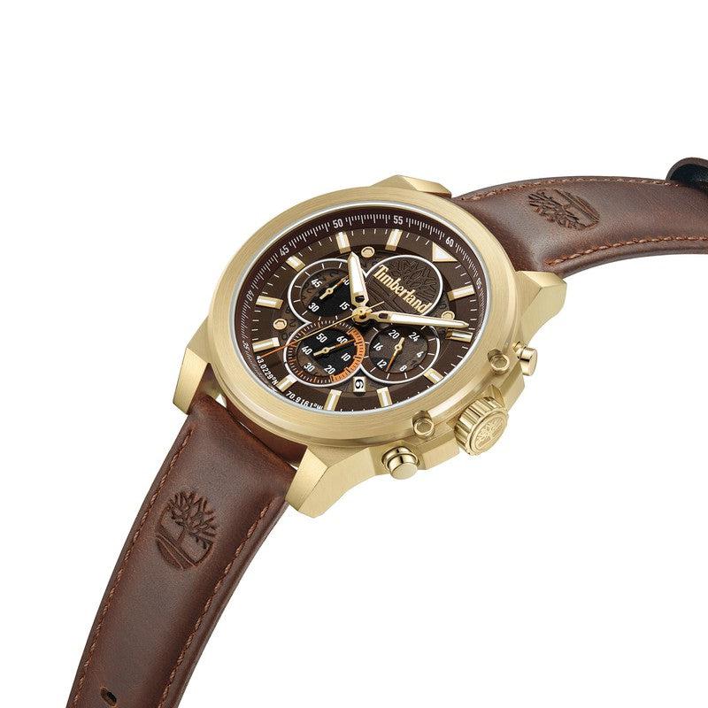 Timberland Multifunction Brown Leather Strap Watch