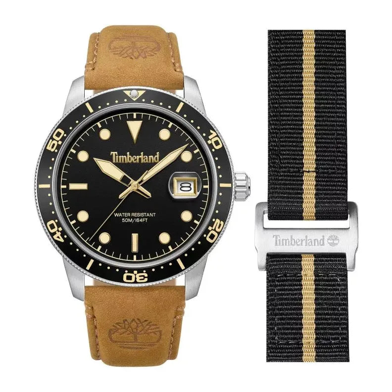 Timberland Peatfield Men's Watch Set with Leather and Fabric Straps