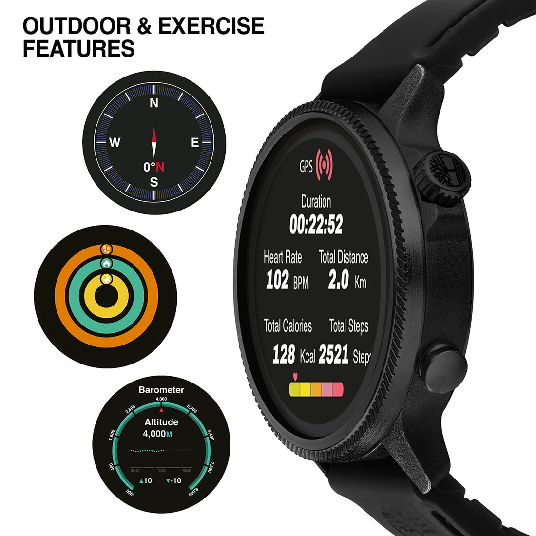 Timberland Trail Force Black Silicone Strap Smart Watch